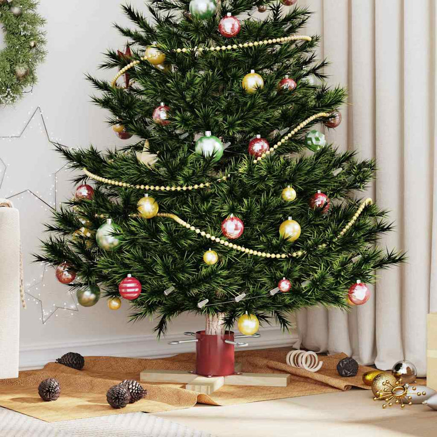 Kerstboomstandaard 1.73 Rood 50 x 50 x 16 cm Massief grenenhout