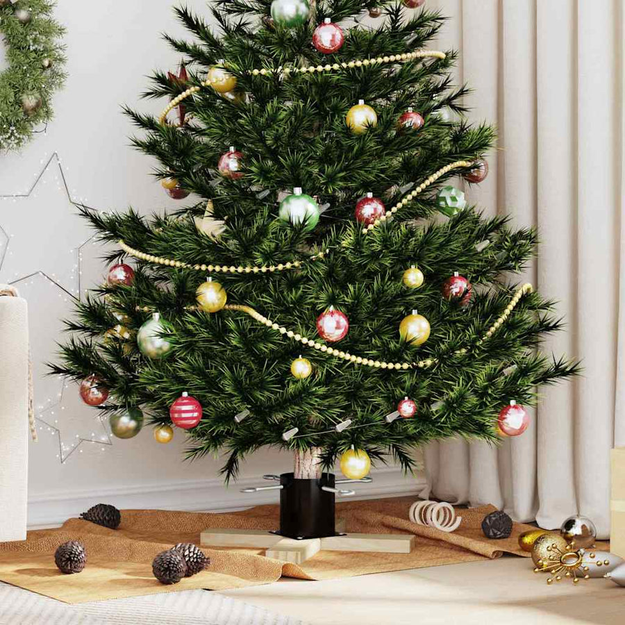 Kerstboomstandaard Zwart 50 x 50 x 16 cm Massief grenenhout