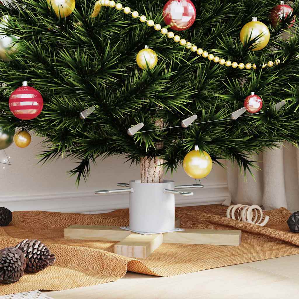 Kerstboomstandaard 1.73 Wit 50 x 50 x 16 cm Massief grenenhout