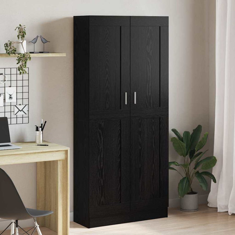 Boekenkast Zwart eiken 82.5 x 30.5 x 185 cm Bewerkt hout