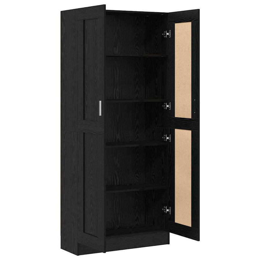Boekenkast Zwart eiken 82.5 x 30.5 x 185 cm Bewerkt hout