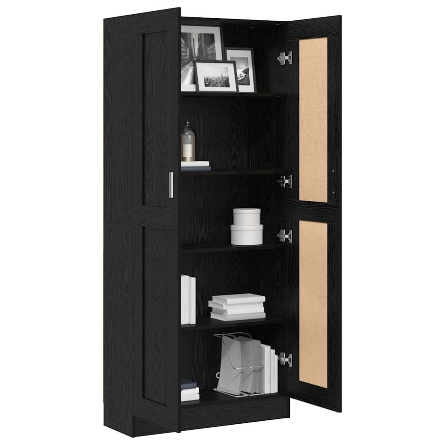Boekenkast Zwart eiken 82.5 x 30.5 x 185 cm Bewerkt hout