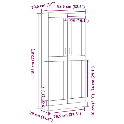 Boekenkast Zwart eiken 82.5 x 30.5 x 185 cm Bewerkt hout