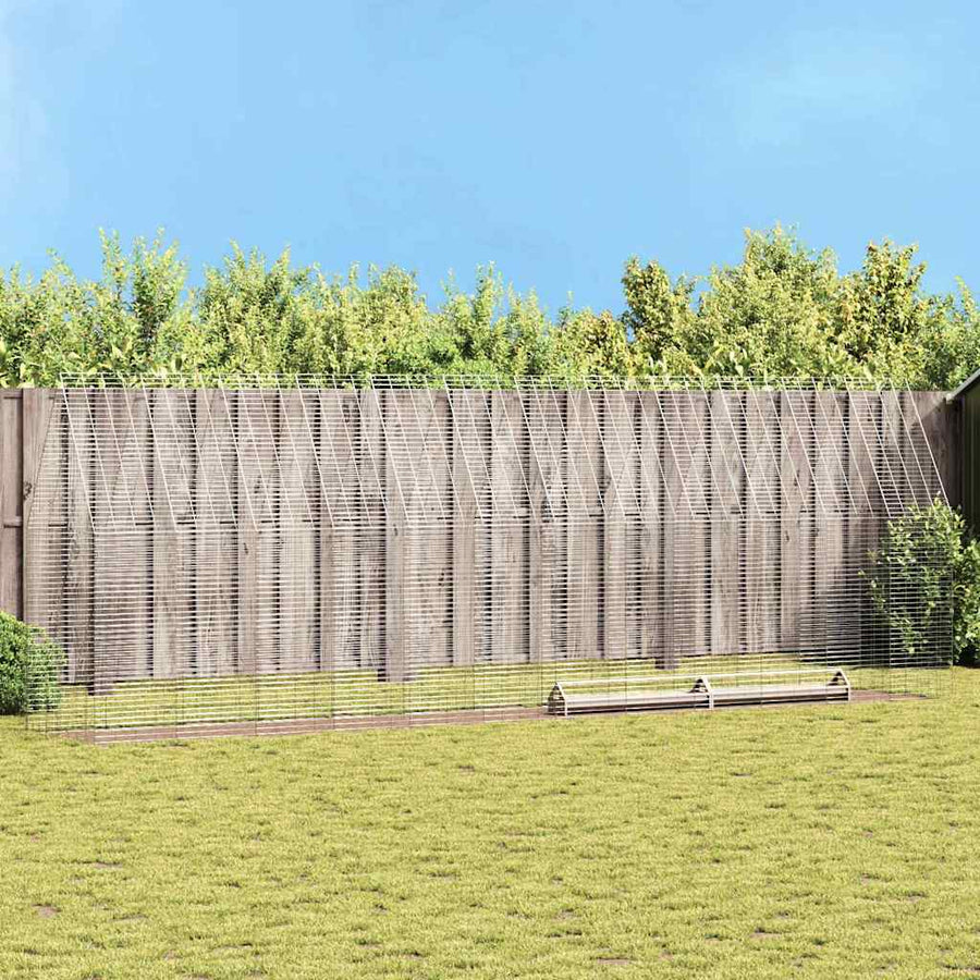 Kippenhok 2 Pcs Zilver 600 X 100 X 210 Cm Gegalvaniseerd Staal Zonder luifel