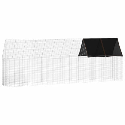 Kippenhok 2 Pcs Zilver 600 X 100 X 210 Cm Gegalvaniseerd Staal Met luifel