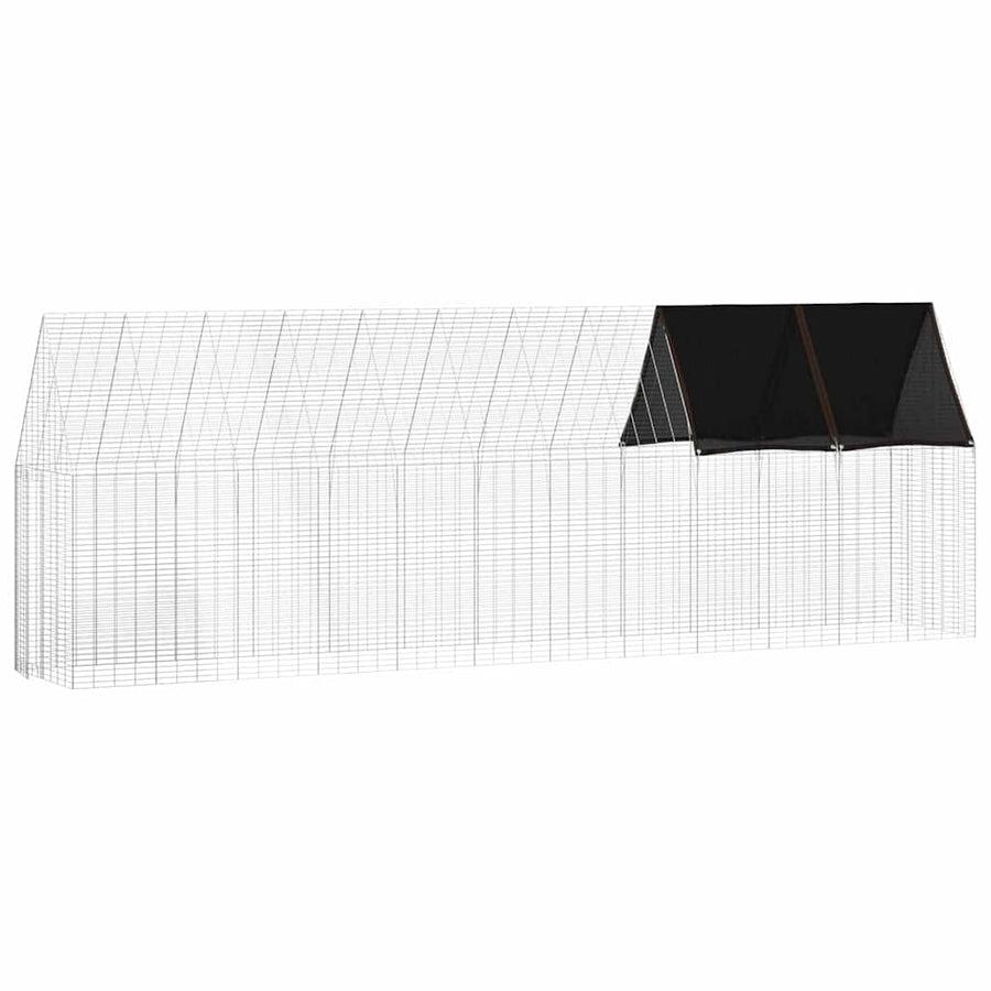 Kippenhok 2 Pcs Zilver 600 X 100 X 210 Cm Gegalvaniseerd Staal Met luifel