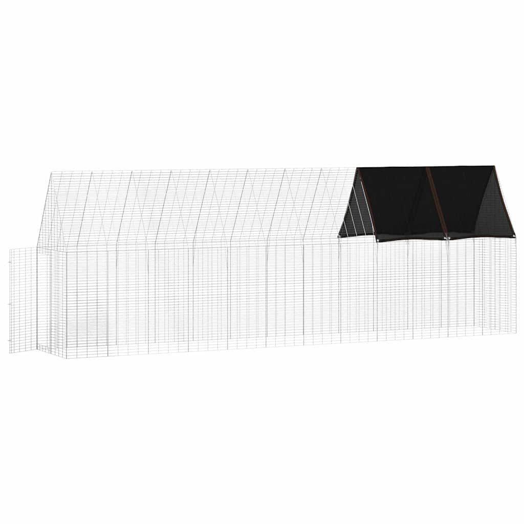 Kippenhok 2 Pcs Zilver 600 X 100 X 210 Cm Gegalvaniseerd Staal Met luifel