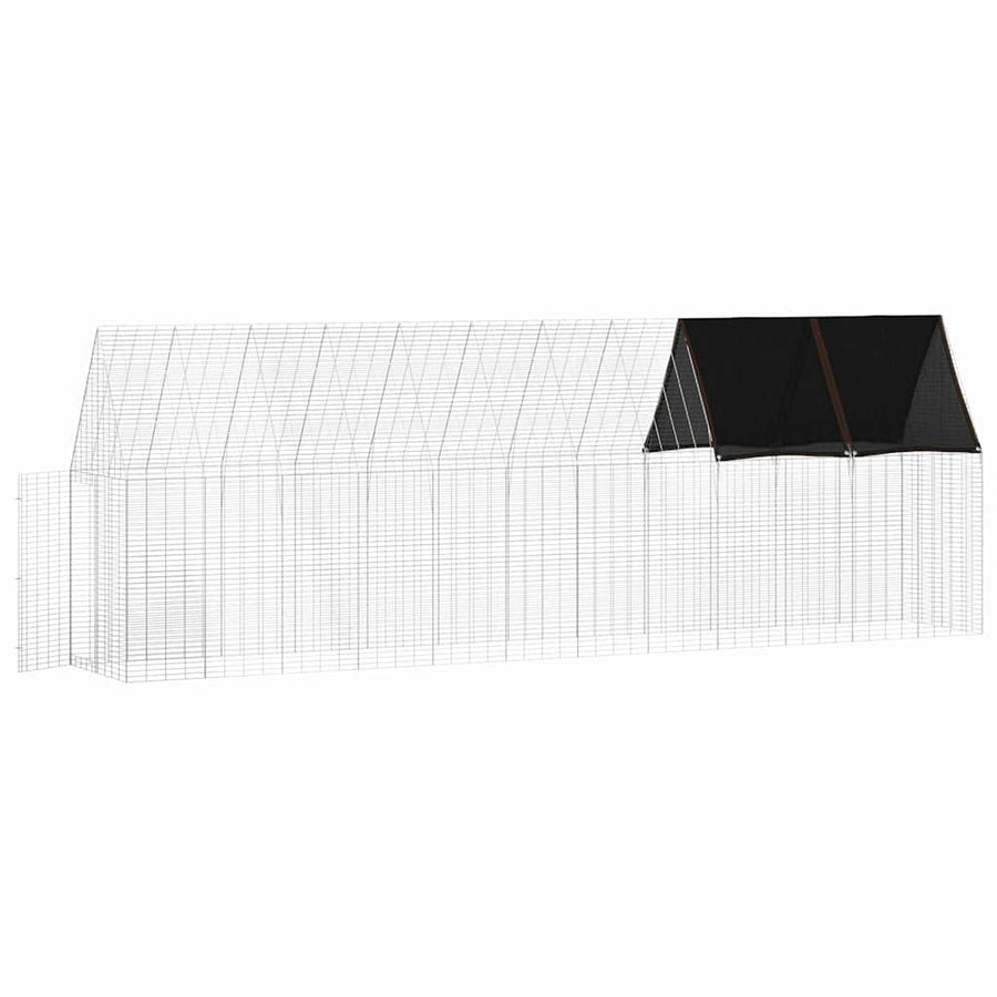 Kippenhok 2 Pcs Zilver 600 X 100 X 210 Cm Gegalvaniseerd Staal Met luifel