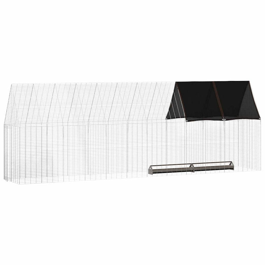Kippenhok 2 Pcs Zilver 600 X 100 X 210 Cm Gegalvaniseerd Staal Met luifel