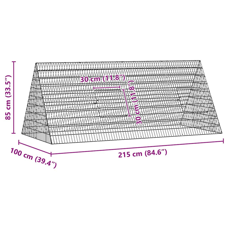 Kippenhok Zilver 215 X 100 X 85 Cm Gegalvaniseerd Staal 217 x 101 x 86 cm