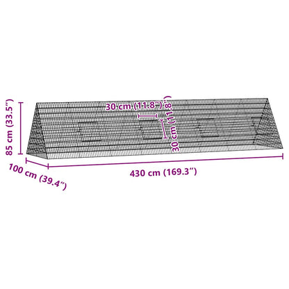 Kippenhok Zilver 430 X 100 X 85 Cm Gegalvaniseerd Staal 434 x 101 x 86 cm