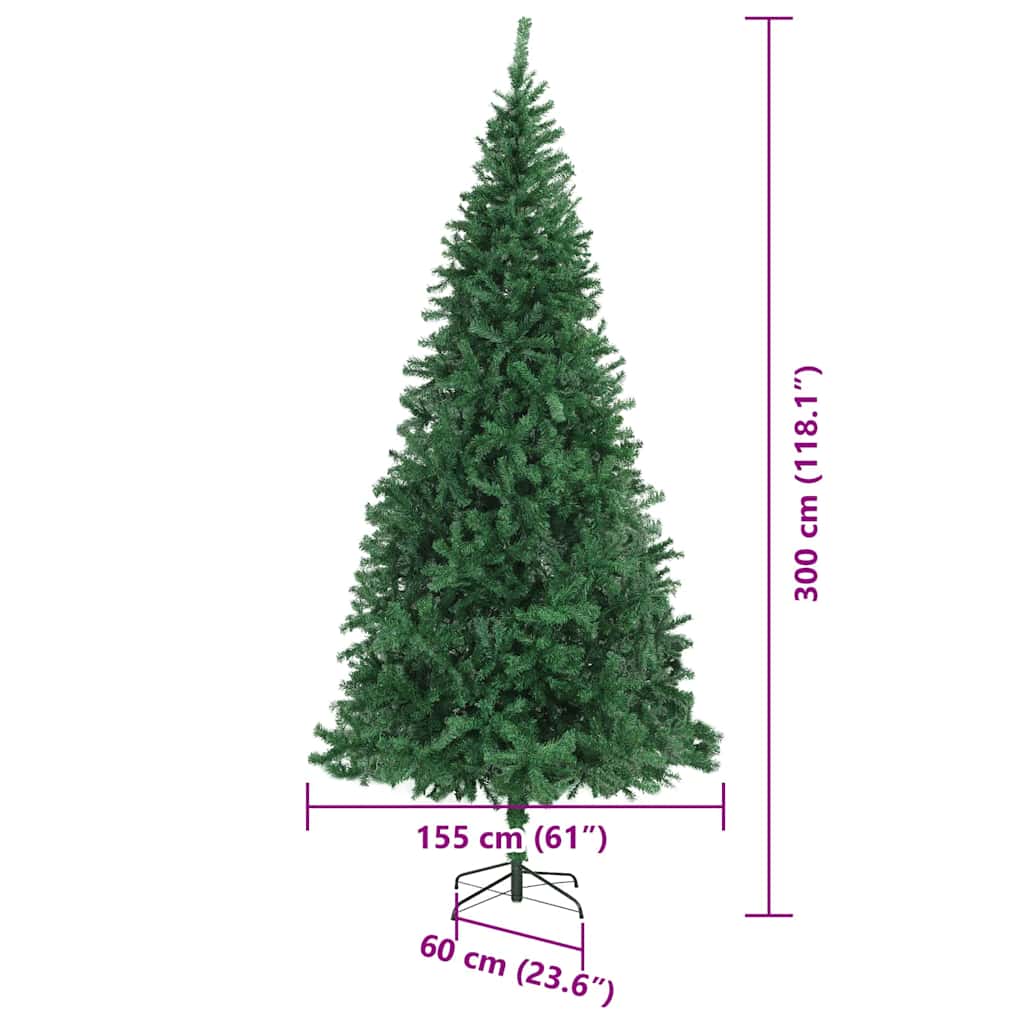 Kunstkerstboom Groen 300 cm PVC en Metaal en Plastic