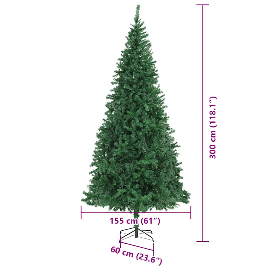 Kunstkerstboom Groen 300 cm PVC en Metaal en Plastic