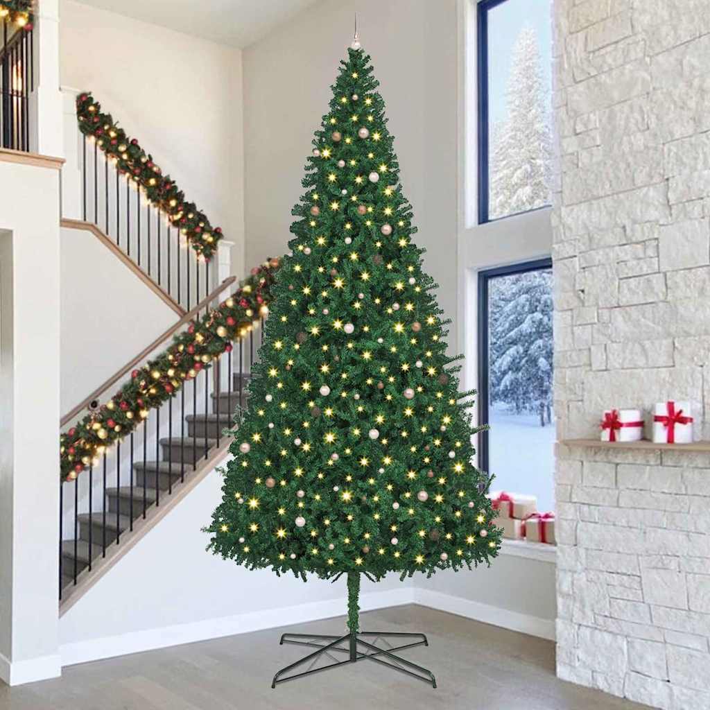 Kerstboom met decoratieve slingerlichten Groen 400 cm PVC