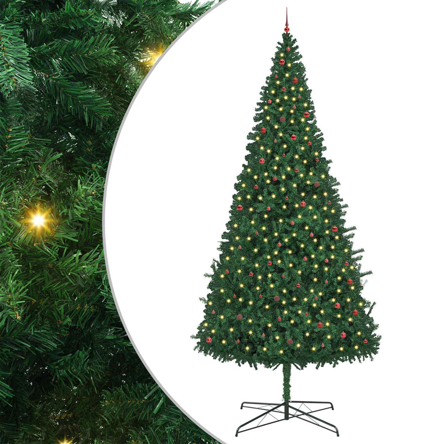 Kerstboom met decoratieve slingerlichten Groen 400 cm PVC
