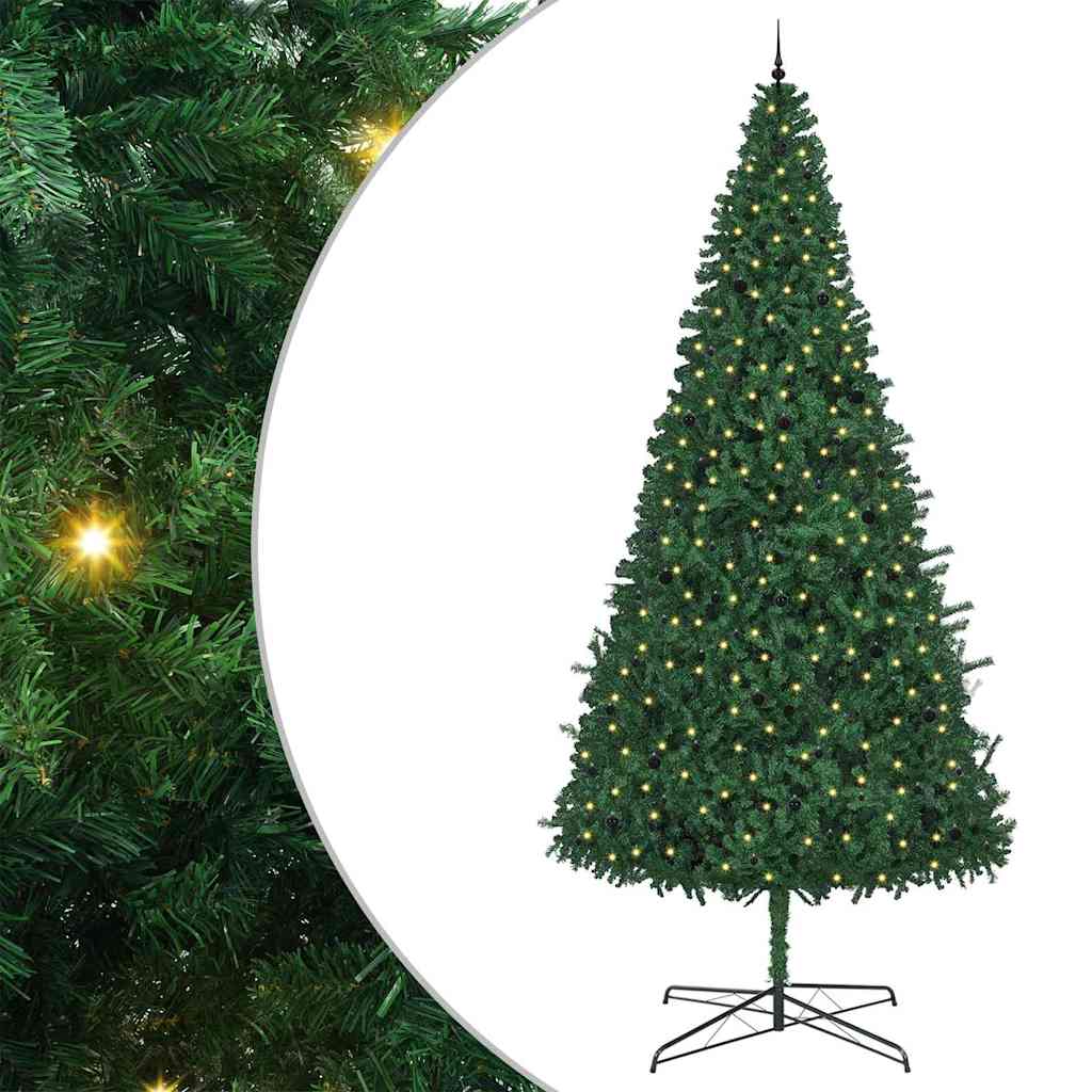 Kerstboom met decoratieve slingerlichten Groen 400 cm PVC