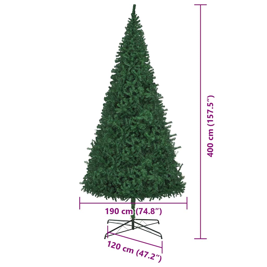 Kerstboom met decoratieve slingerlichten Groen 400 cm PVC