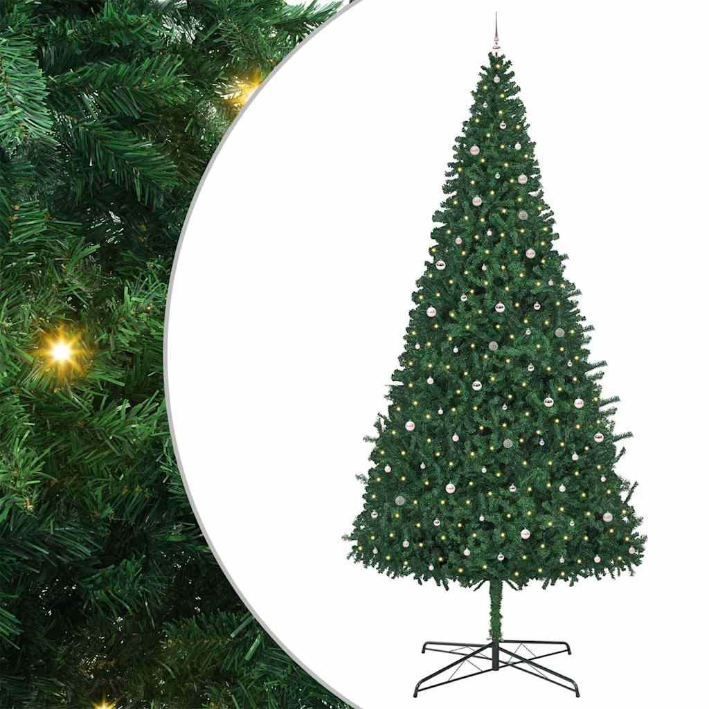 Kerstboom met decoratieve slingerlichten Groen 400 cm PVC