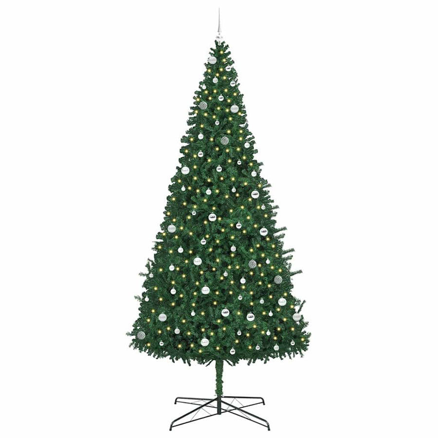 Kerstboom met decoratieve slingerlichten Groen 400 cm PVC
