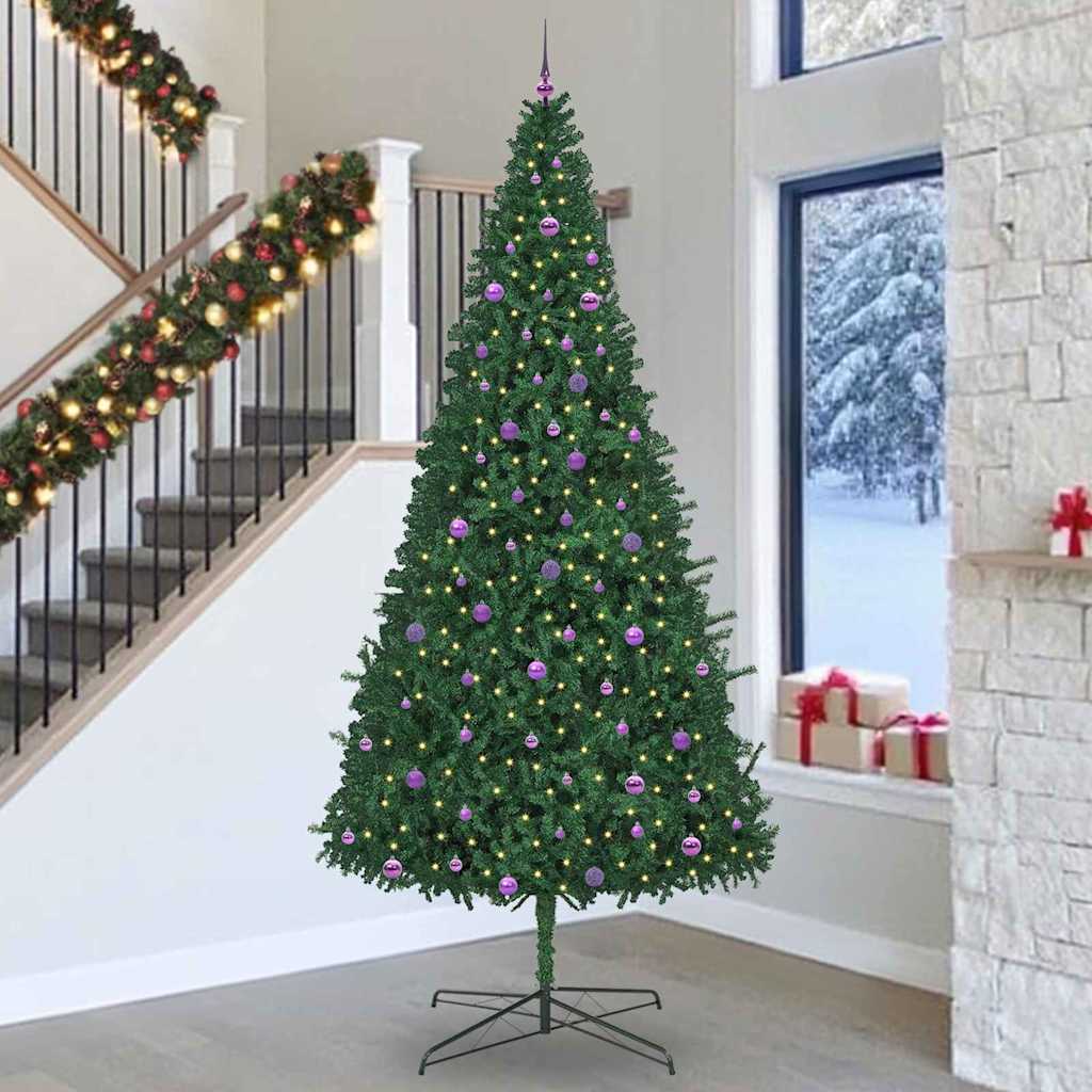 Kerstboom met decoratieve slingerlichten Groen 400 cm PVC