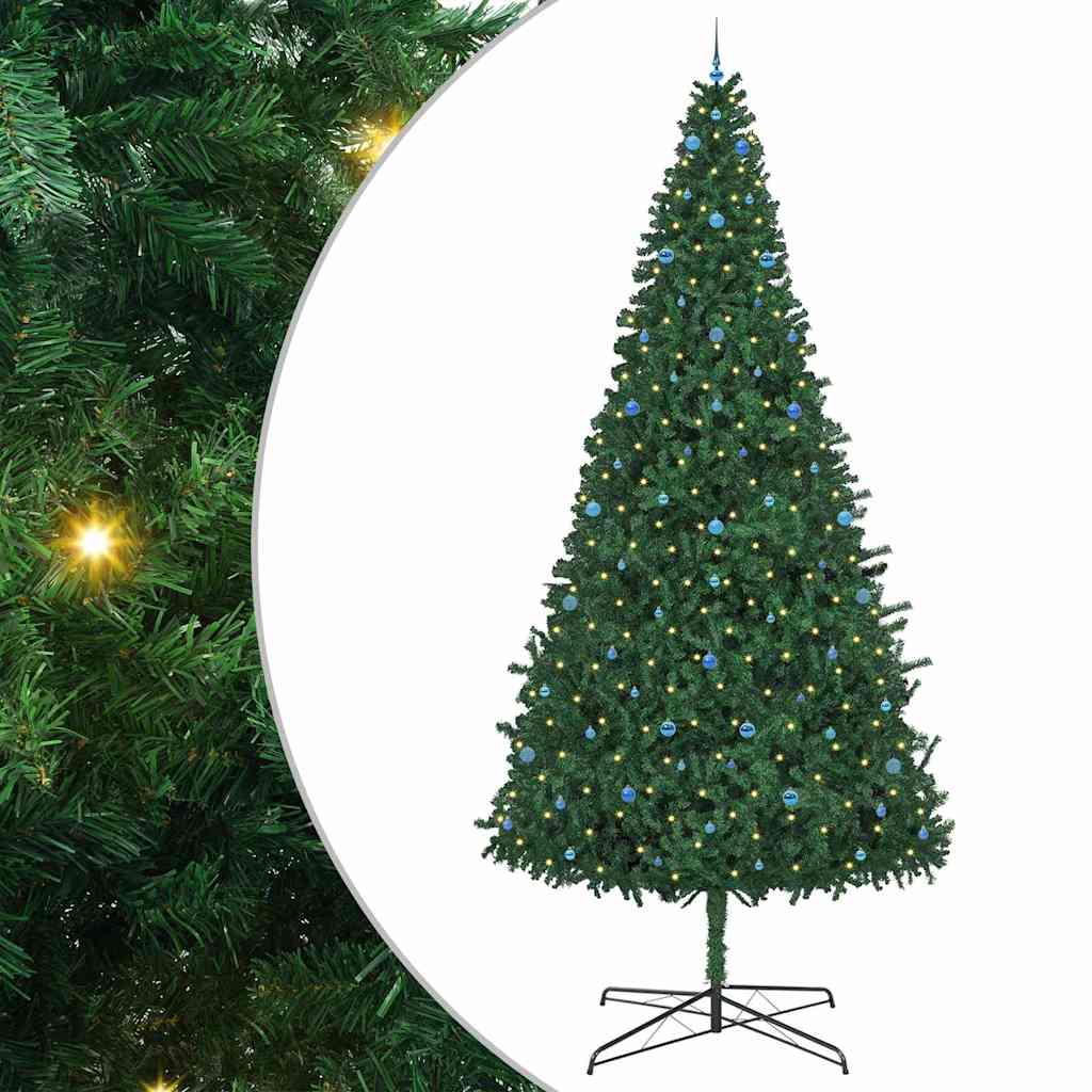 Kerstboom met decoratieve slingerlichten Groen 400 cm PVC