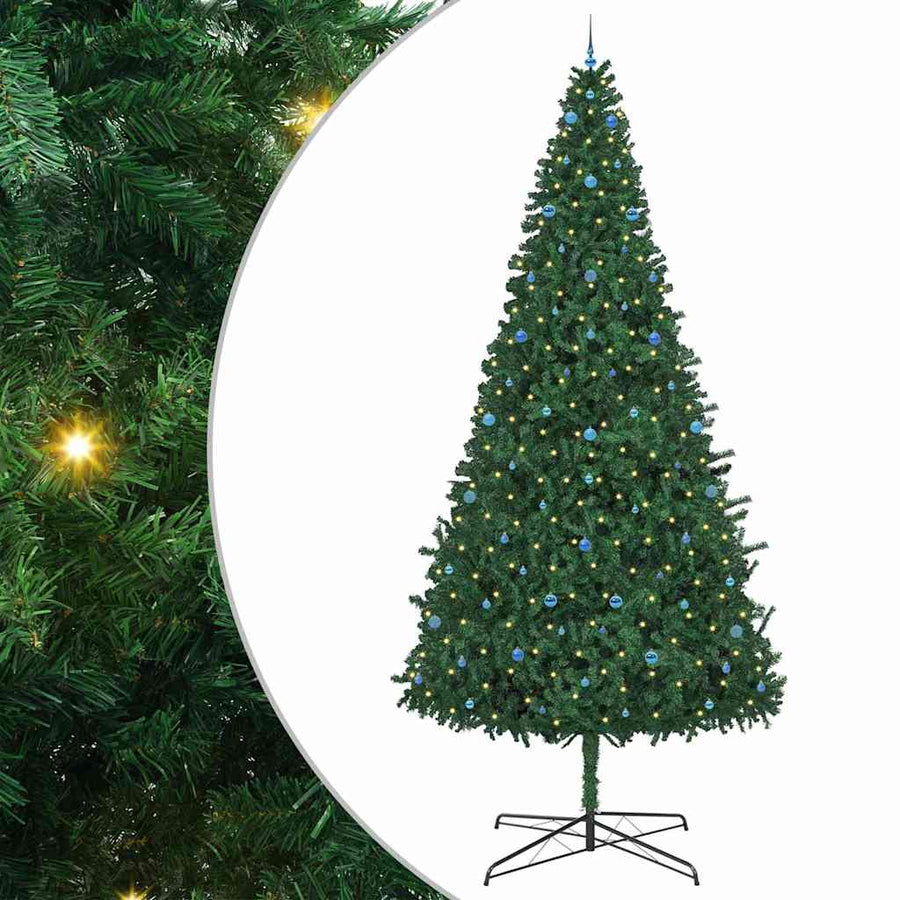 Kerstboom met decoratieve slingerlichten Groen 400 cm PVC