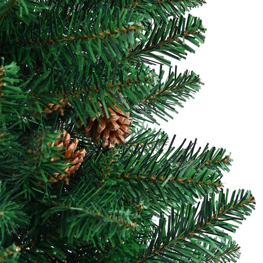Slanke Kerstboom Groen 150 cm PVC en massief dennenhout
