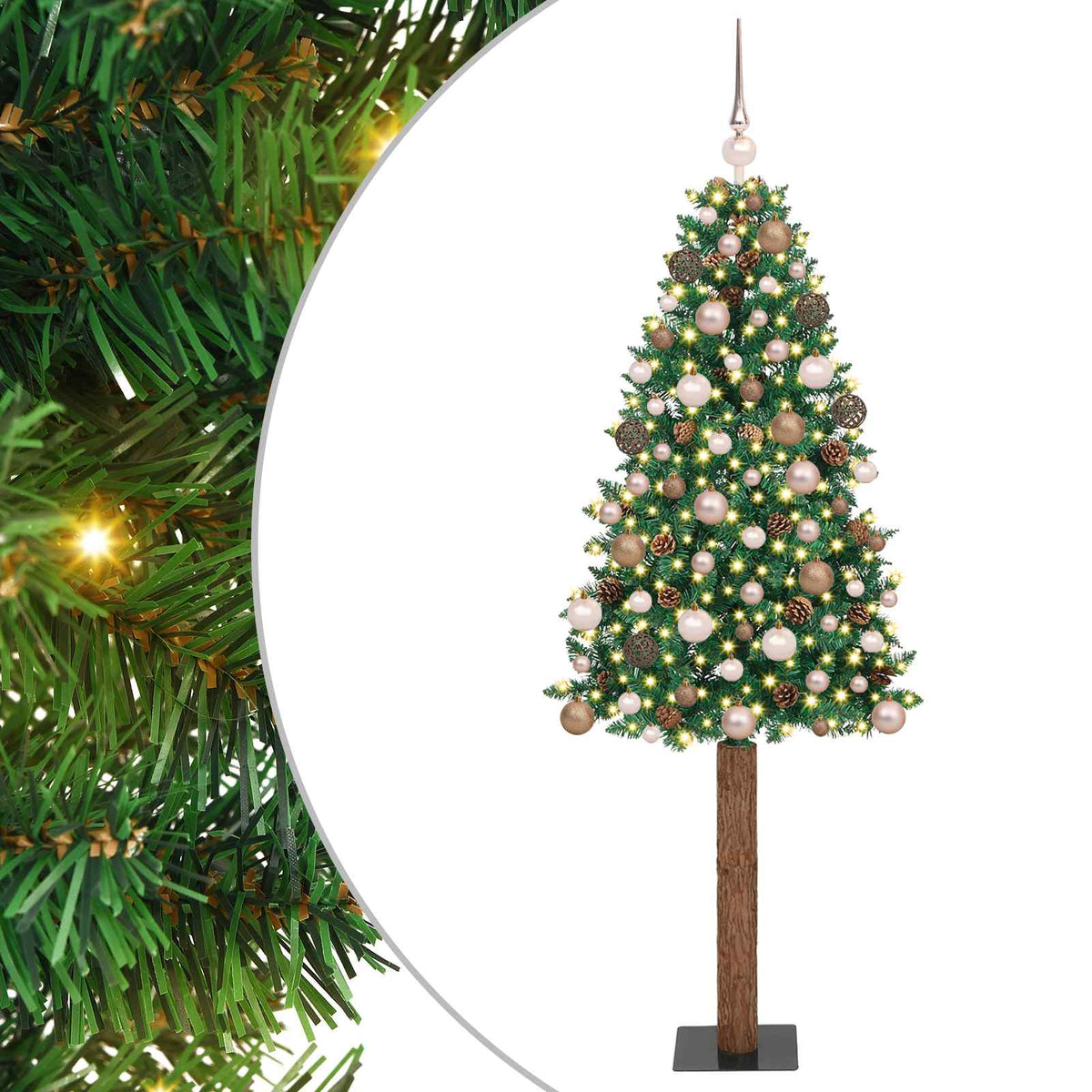 Slanke Kerstboom Groen 180 cm PVC en massief dennenhout