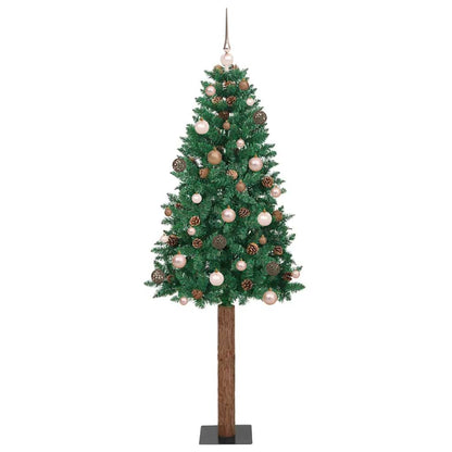 Slanke Kerstboom Groen 180 cm PVC en massief dennenhout