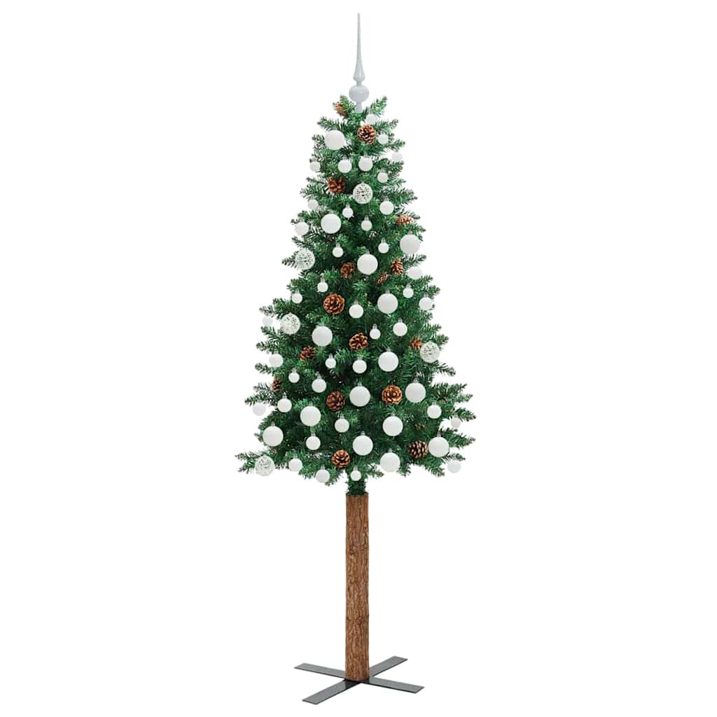 Slanke Kerstboom Groen 180 cm PVC en massief dennenhout