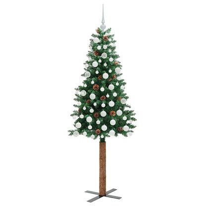 Slanke Kerstboom Groen 180 cm PVC en massief dennenhout