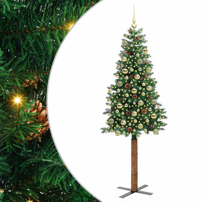 Slanke Kerstboom Groen 180 cm PVC en massief dennenhout