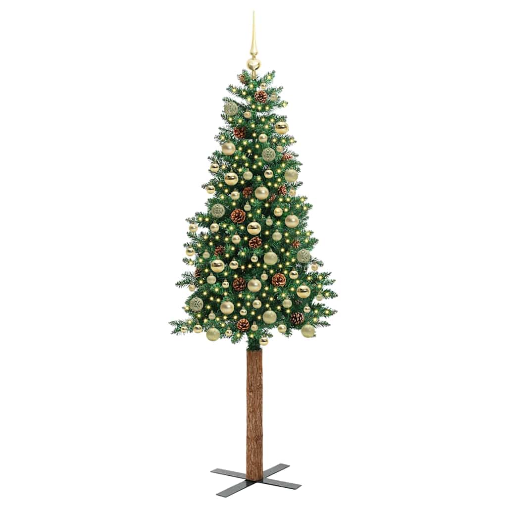 Slanke Kerstboom Groen 180 cm PVC en massief dennenhout