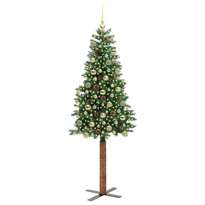 Slanke Kerstboom Groen 180 cm PVC en massief dennenhout