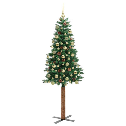 Slanke Kerstboom Groen 180 cm PVC en massief dennenhout