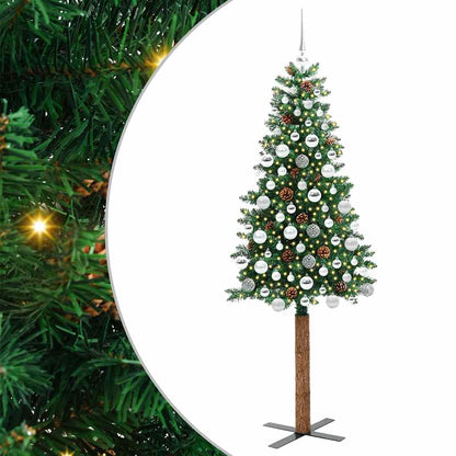 Slanke Kerstboom Groen 180 cm PVC en massief dennenhout