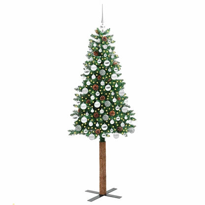 Slanke Kerstboom Groen 180 cm PVC en massief dennenhout