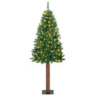 Slim Christmas Tree Green 210 cm PVC and solid pine