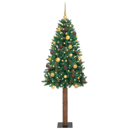 Slanke Kerstboom Groen 210 cm PVC en massief dennenhout