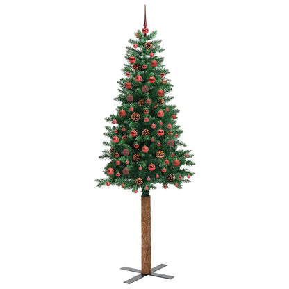 Slanke Kerstboom Groen 210 cm PVC en massief dennenhout