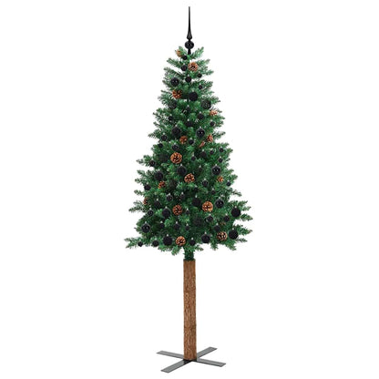 Slanke Kerstboom Groen 210 cm PVC en massief dennenhout