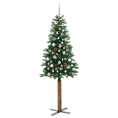 Slanke Kerstboom Groen 210 cm PVC en massief dennenhout