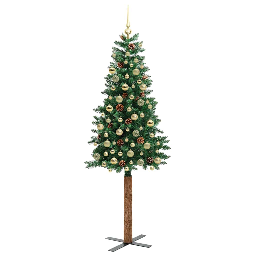 Slanke Kerstboom Pvc En Massief Dennenhout 210 cm