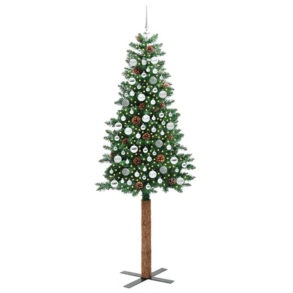 Slanke Kerstboom Groen 210 cm PVC en massief dennenhout