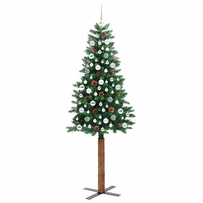 Slanke Kerstboom Groen 210 cm PVC en massief dennenhout