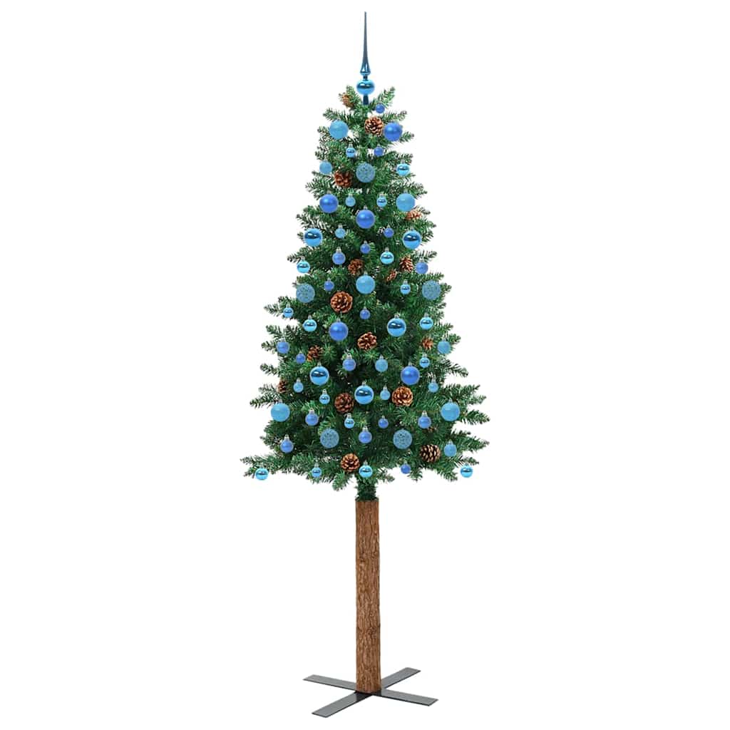 Slanke Kerstboom Groen 210 cm PVC en massief dennenhout
