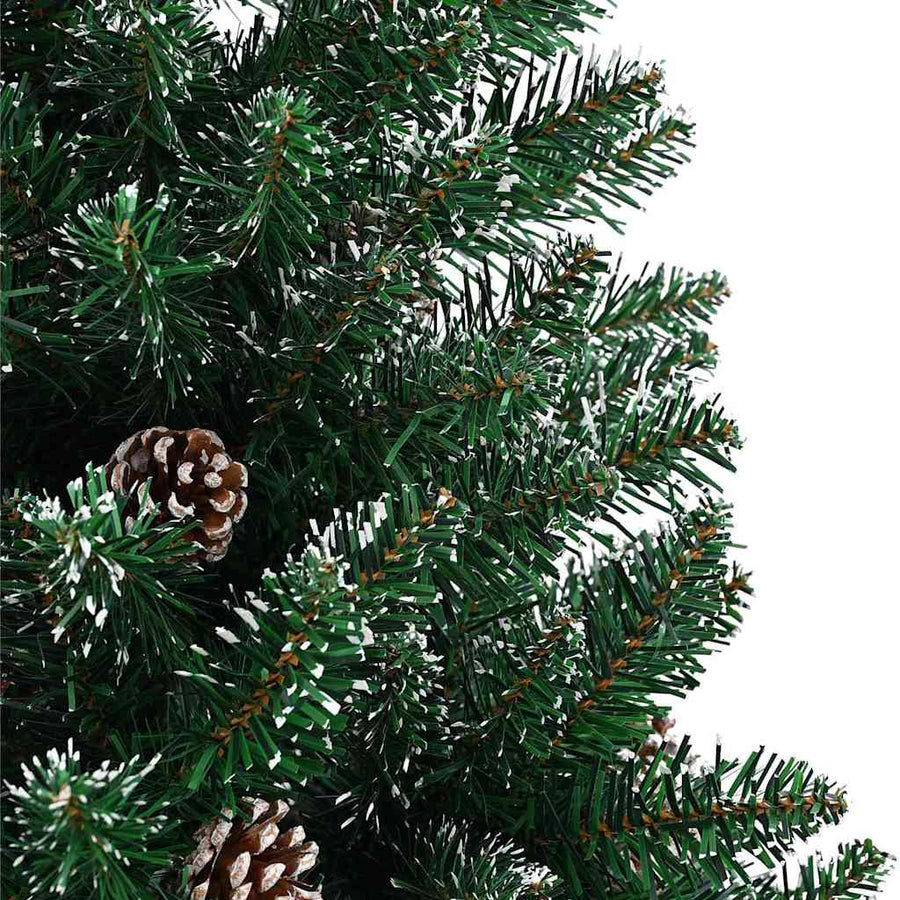 Slanke Kerstboom Groen en Wit 150 cm PVC en massief dennenhout