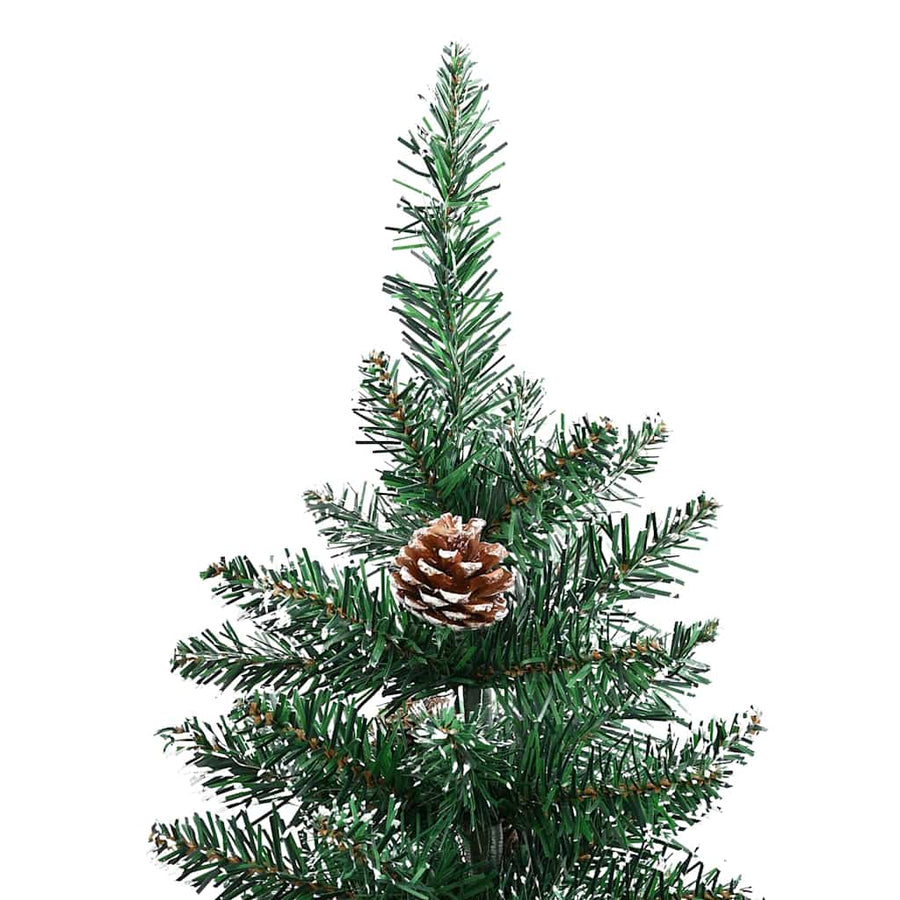 Slanke Kerstboom Groen en Wit 150 cm PVC en massief dennenhout