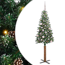 Slanke Kerstboom Groen en Wit 150 cm PVC en massief dennenhout