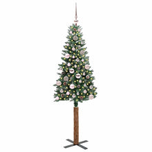 Slanke Kerstboom Groen en Wit 150 cm PVC en massief dennenhout